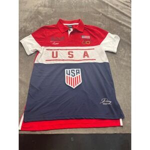 Krisp NYC Mens USA Dream Team Olympic‎ Polo Shirt Red White Blue Size M